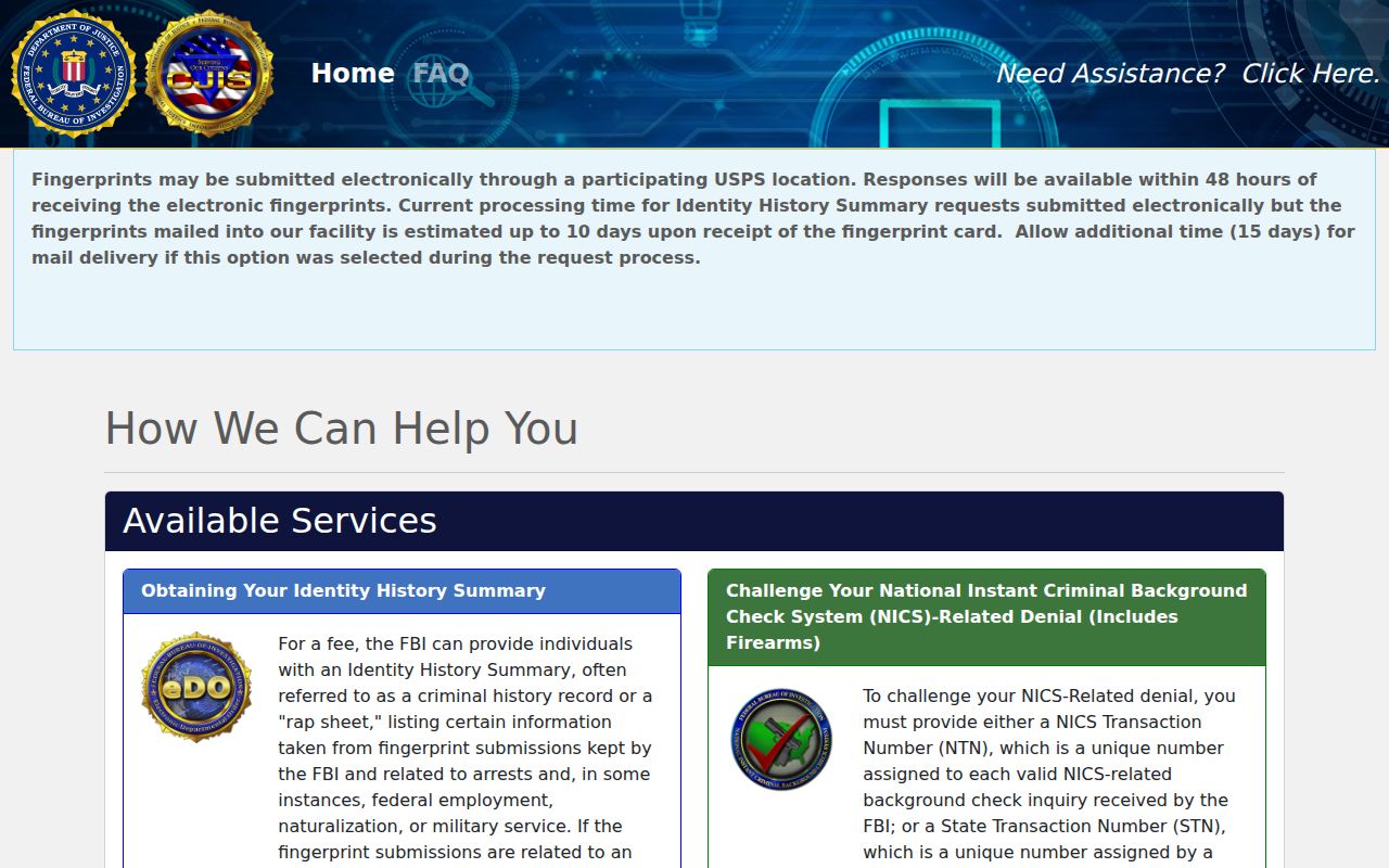 Burlington County arrest history FBI identity record portal