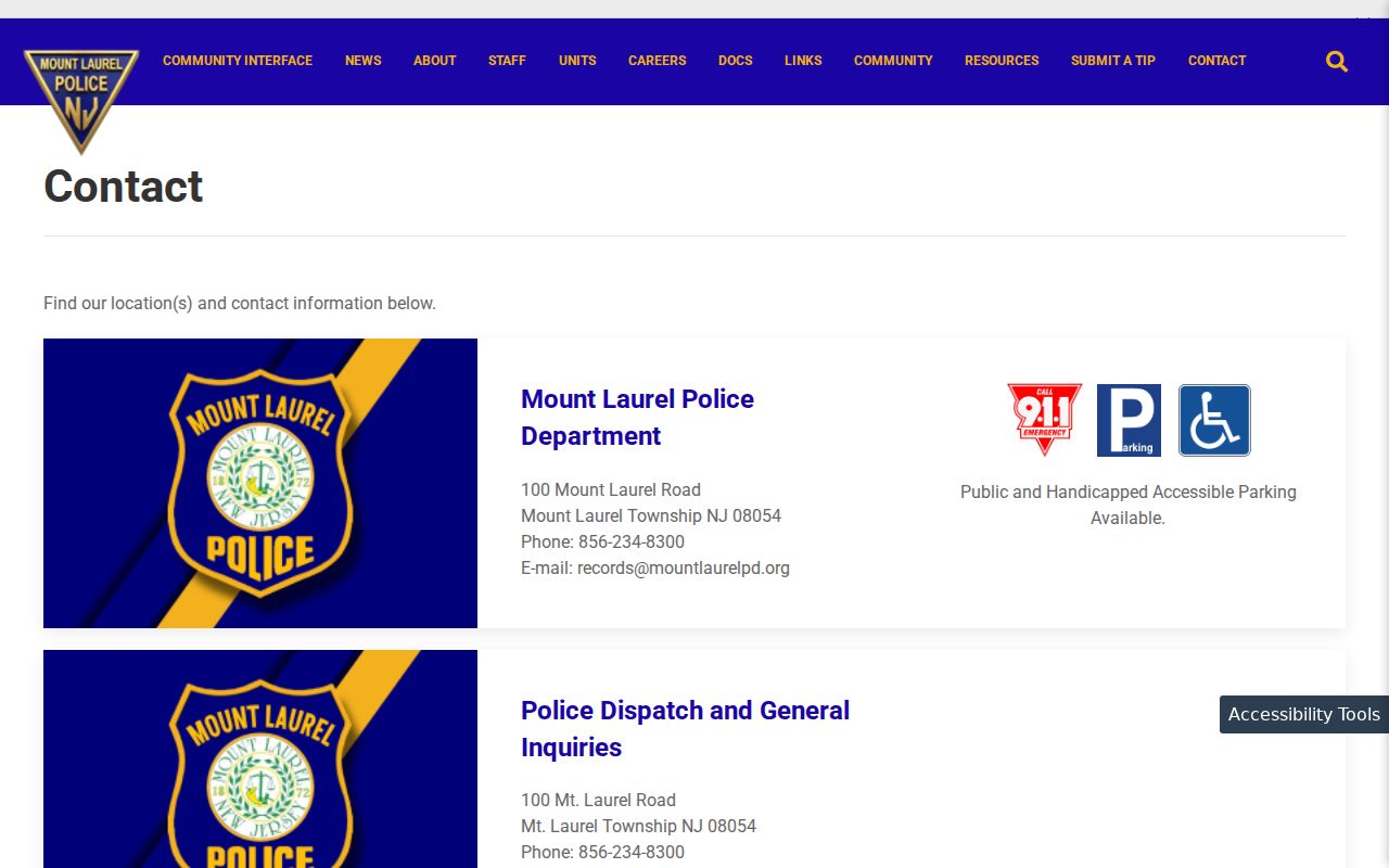 Mount Laurel Police Records contact for Burlington County criminal records