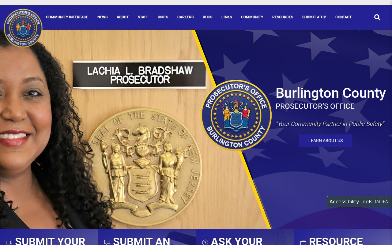 Burlington County criminal records Prosecutor's Office page